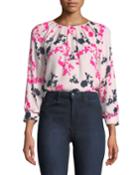 Gillian Camo-print Silk Crewneck Top