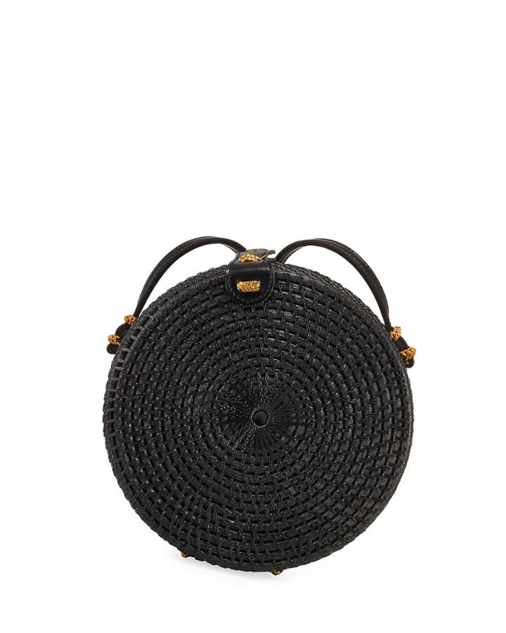 Round Woven Rattan Crossbody Bag
