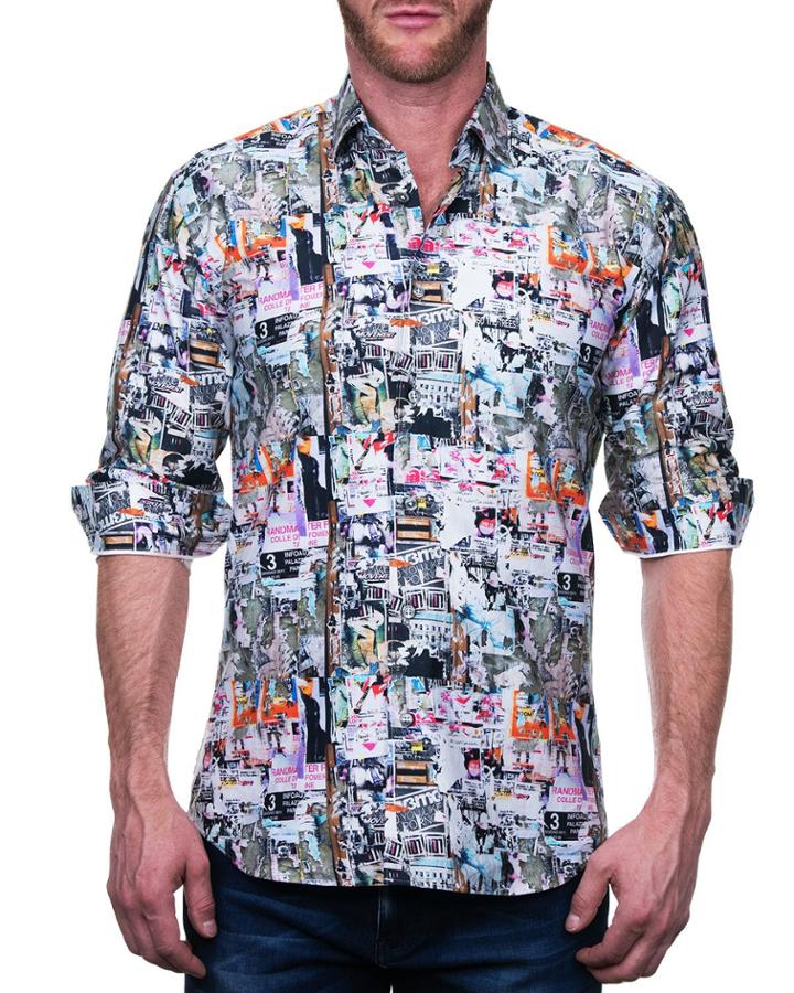 Men's Fibonacci Shaped Sport Shirt - Newspaper Gray