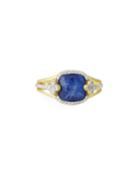 18k Camelia Sapphire/moonstone Cushion & Diamond Ring,