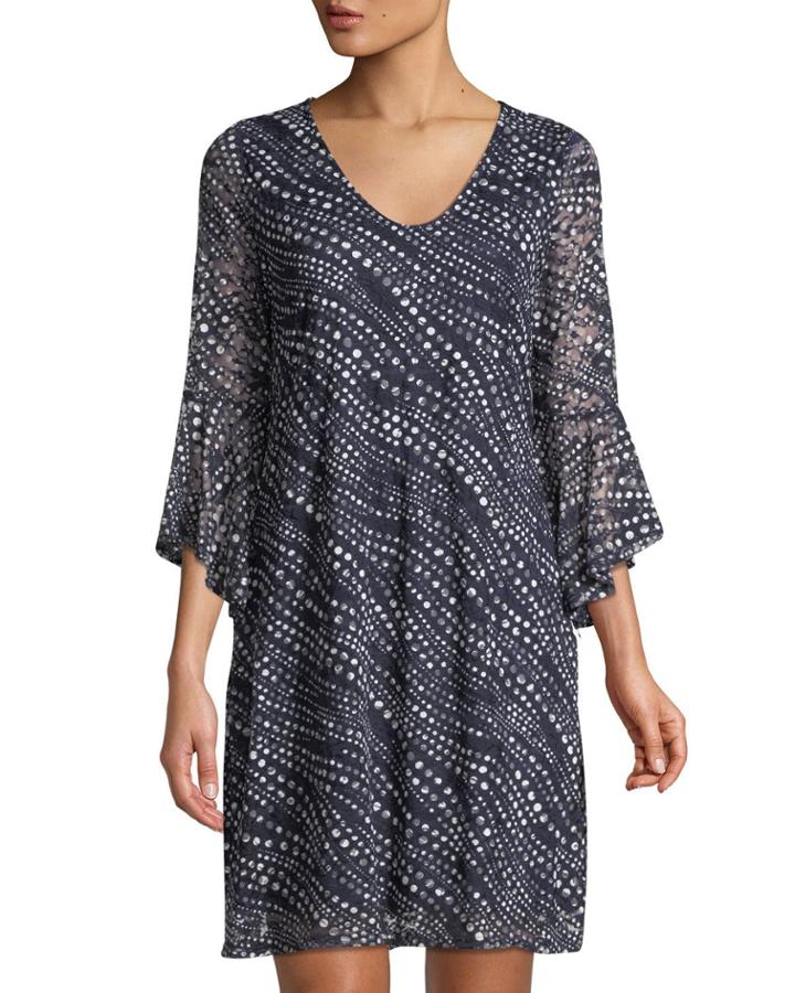 Polka-dot Lace Bell-sleeve Dress