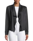 Draped Open-front Sueded Cardigan Jacket