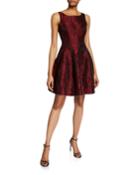 Floral Jacquard Sleeveless Fit-&-flare Dress