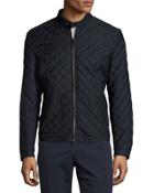 Quilted Motorcycle Jacket, Navy