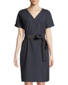 Sash-waist Poplin T-shirt Dress
