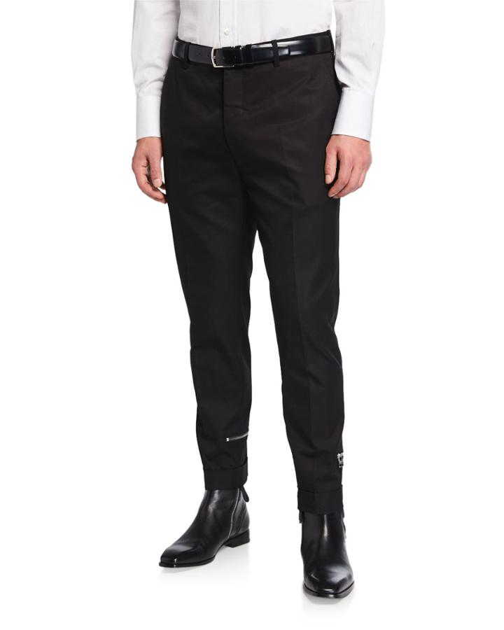 Men's Solid Twill Tapered Trousers
