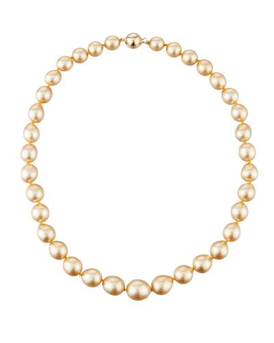 14k Graduated Golden Drop South Sea Pearl Necklace