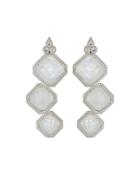 Encore Sterling Silver White Topaz 3-stone Earrings