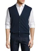 Cashmere Button-front Sweater Vest, Inkwell