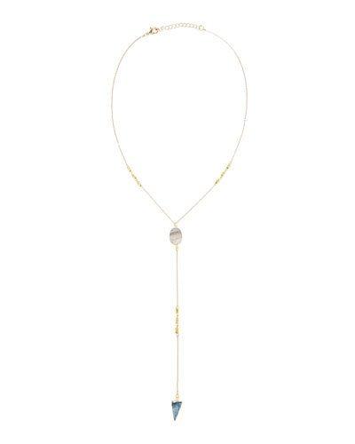 Long Golden Druzy And Stone Y-drop Necklace