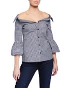 Bleeding Heart Off-the-shoulder Gingham Top