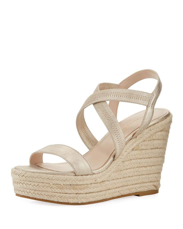 Metallic Leather Wedge Espadrilles