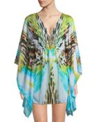 Animal-print V-neck Caftan Dress