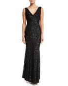 Candence Sequined Gown, Black