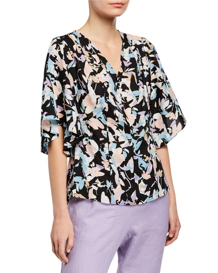 Floral-printed Bell-sleeve Top