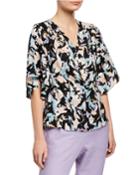 Floral-printed Bell-sleeve Top