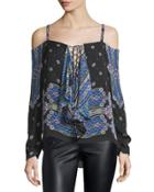 Cold-shoulder Printed Top