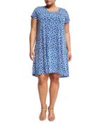 Maggie Short-sleeve Printed Trapeze Dress,