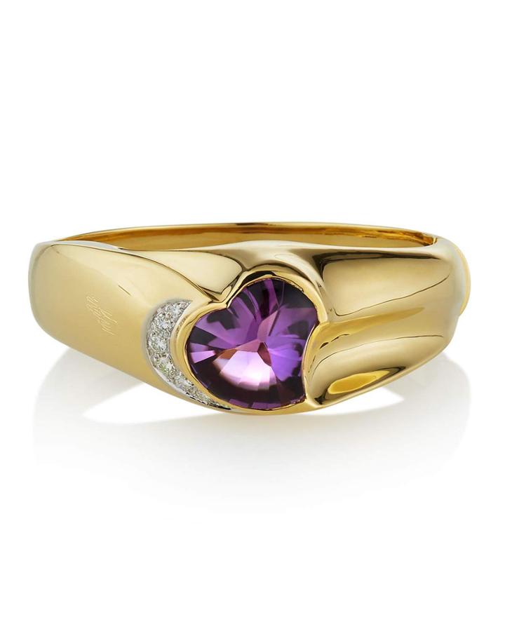 Estate 18k Yellow Gold Diamond & Amethyst Bracelet