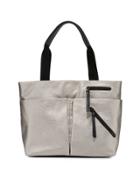 Utility Zip Leather Tote Bag, Pearlized