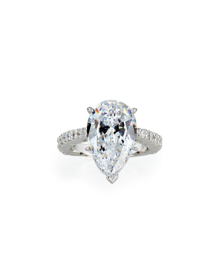 Solitaire Cubic Zirconia Pear Ring,