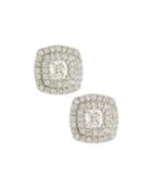 18k White Gold Diamond Double-halo Stud Earrings,