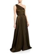 One-shoulder Wrapped Gown