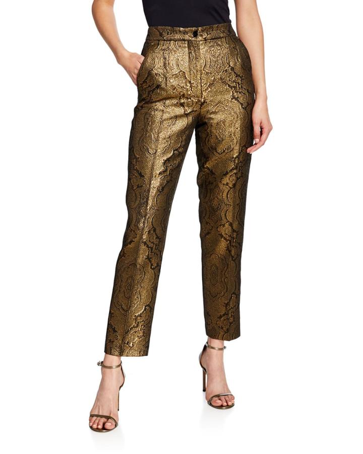 Jacquard Metallic Paisley Tux-striped Trousers