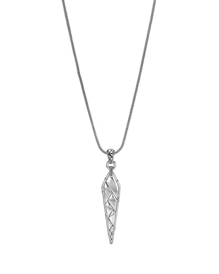 John Hardy Long Silver Bamboo Shoot Pendant Necklace, Women's
