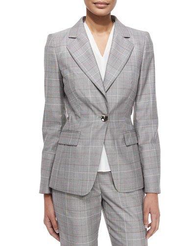 Glen-check Business Blazer, Black