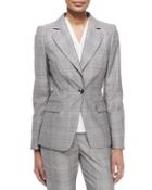 Glen-check Business Blazer, Black