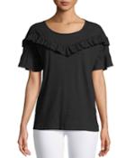 Adalie Ruffle Short-sleeve Top, Black