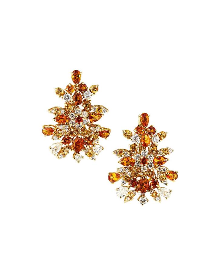 Fantasia 18k White Gold Diamond Multi-citrine Earrings