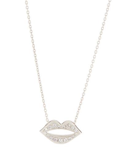 Tiny Treasure 18k Diamond Lips Pendant Necklace