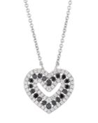 18k White Gold 2-tone Diamond Heart Pendant Necklace