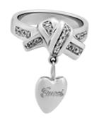 Estate 18k White Gold Diamond Heart Ribbon Ring,