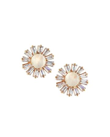 Large Cluster Button Earrings, White