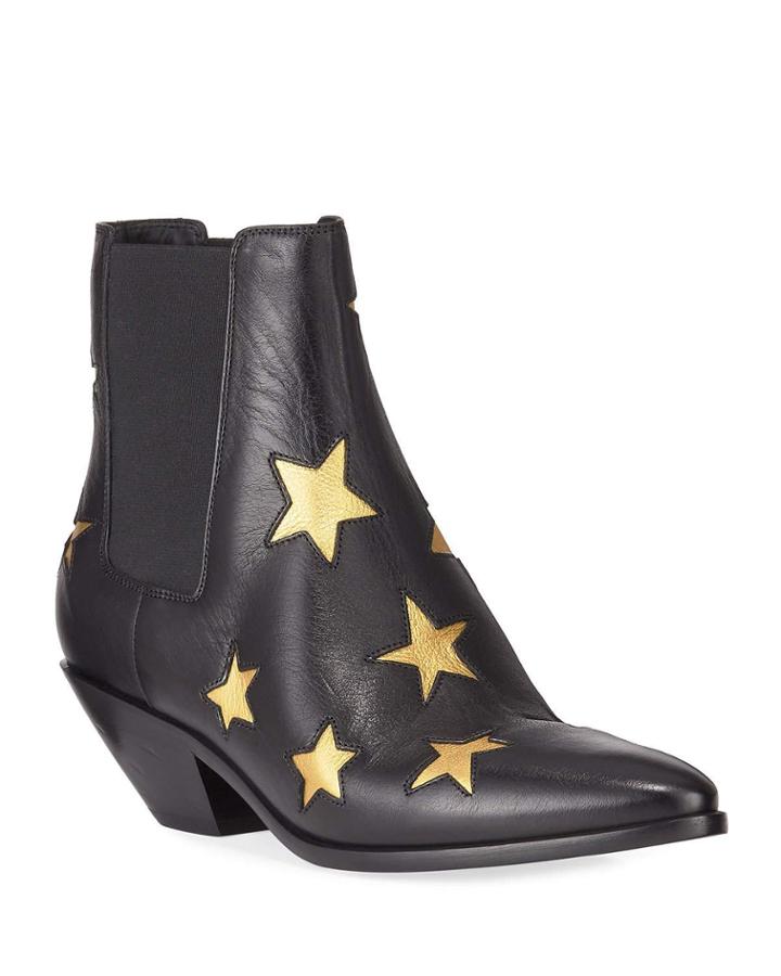 West Metallic Star Leather Booties