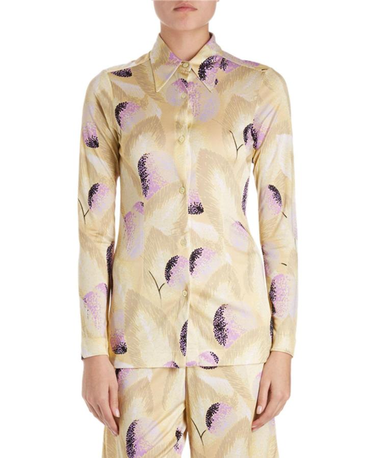 Helio Long-sleeve Collared Floral Blouse
