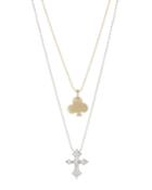 Little Rockstar 14k Vegas Club & Diamond Cross Pendant Necklace