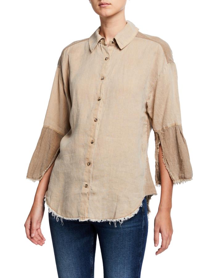 Neta Linen Button Down Blouse
