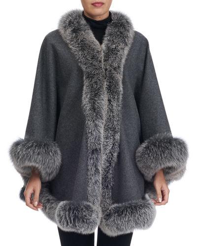 Cashmere Fur-trim Capelet