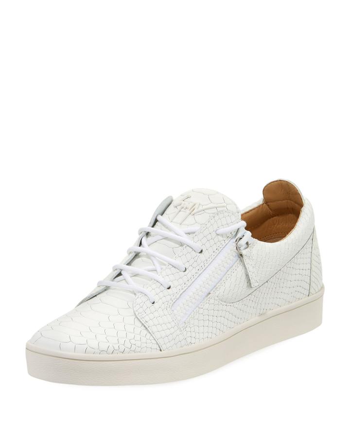 Men's Croc-embossed Leather Low-top