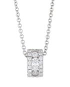 18k White Gold Diamond Huggie Pendant Necklace