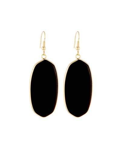 Elongated Stone Drop Earrings, Black