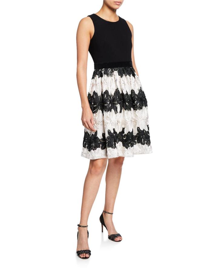 Floral Soutache Fit-and-flare Dress