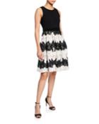 Floral Soutache Fit-and-flare Dress