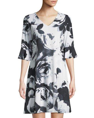 Half-sleeve Flora-print
