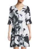 Half-sleeve Flora-print