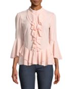 Tara Ruffled-hem Button-front Blouse